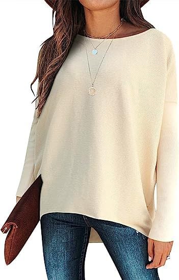 women's Irregular Oversized Dolman Sleeve Knitted Pullover