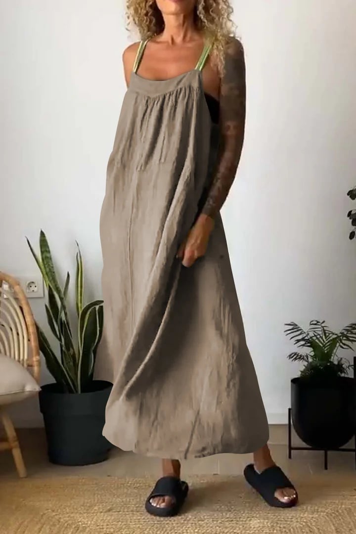 Women's Simple Cotton Linen Sling Dress