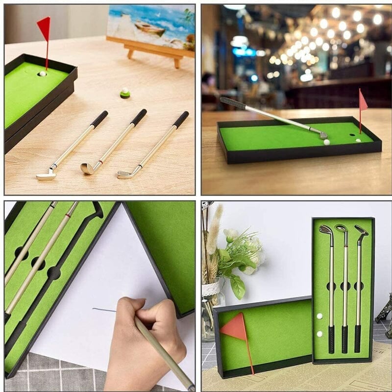 🎁Funny gift Mini Desktop Golf Set with 3 pens