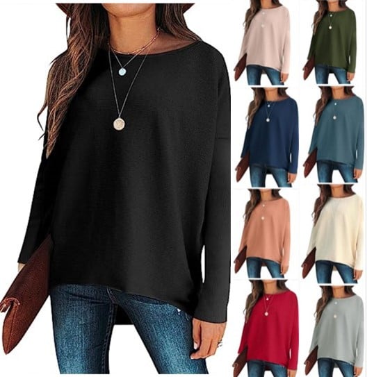 women's Irregular Oversized Dolman Sleeve Knitted Pullover