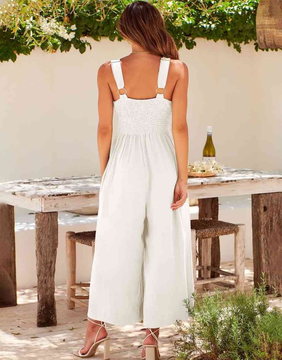 V Neck Cutout High-Waist Rompers