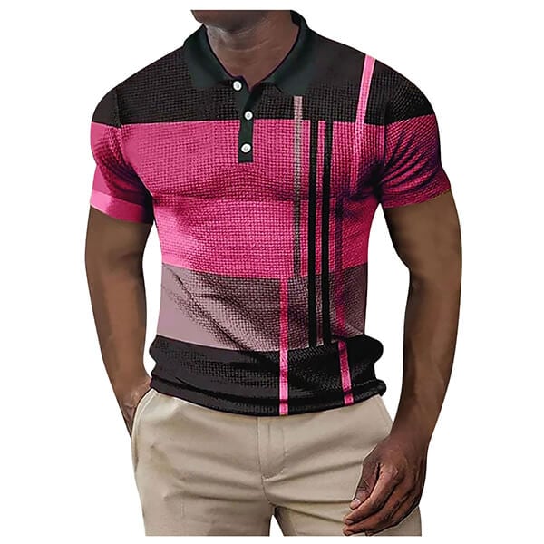 Men's polo shirt short-sleeved color blocking T-shirt