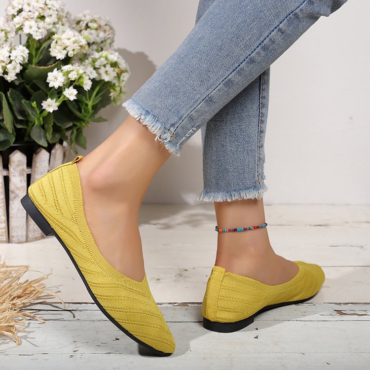 🔥Women's Pointed Breathable Toe Knitted Slip On Orthopedic Shoes