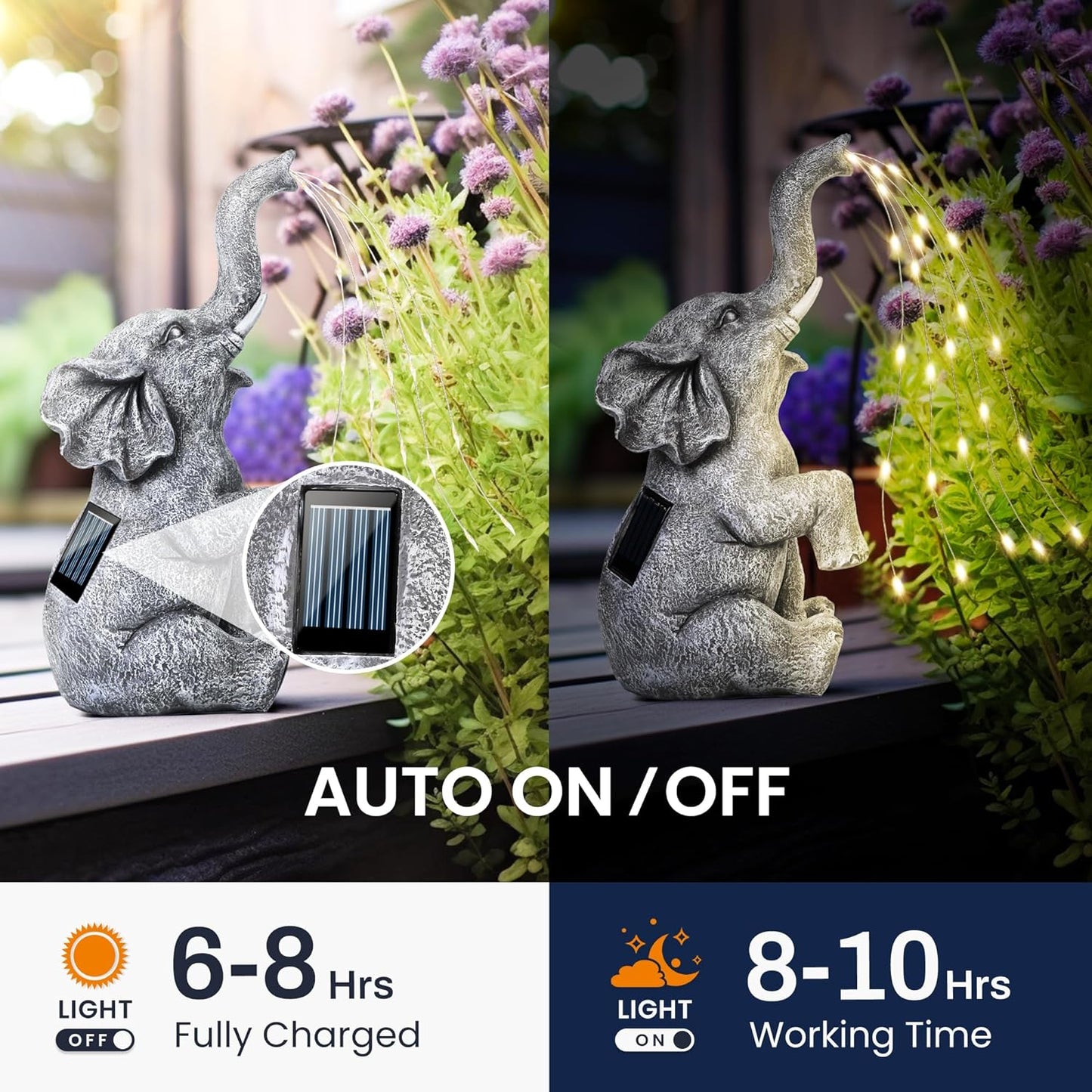 🐘✨Elephant Statue Solar Garden Decor LED Light Strings