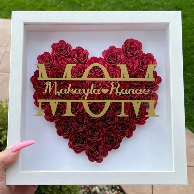 Personalized Mom/Dad Flower Shadow Box With Name For Mother's Day