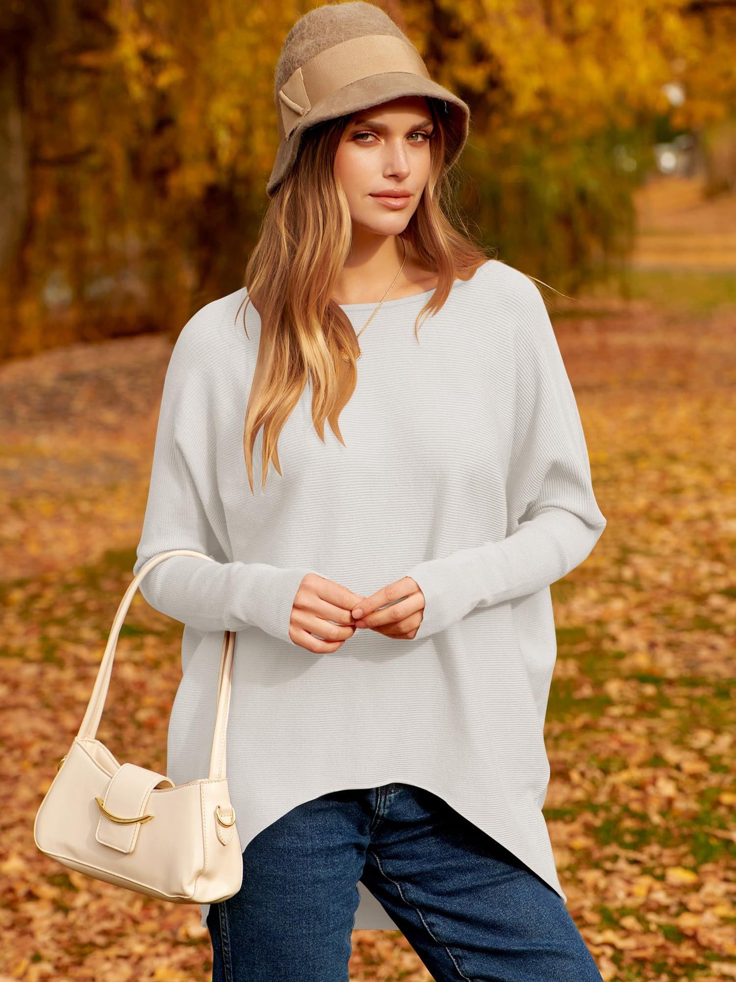 women's Irregular Oversized Dolman Sleeve Knitted Pullover