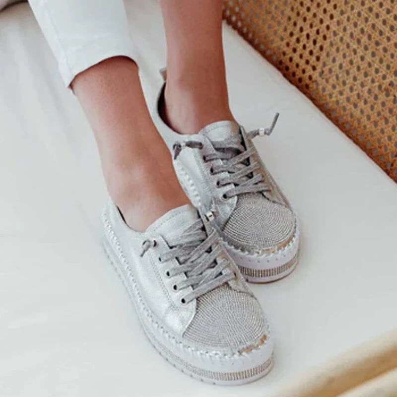 DIAMOND SILVER LEATHER SNEAKERS