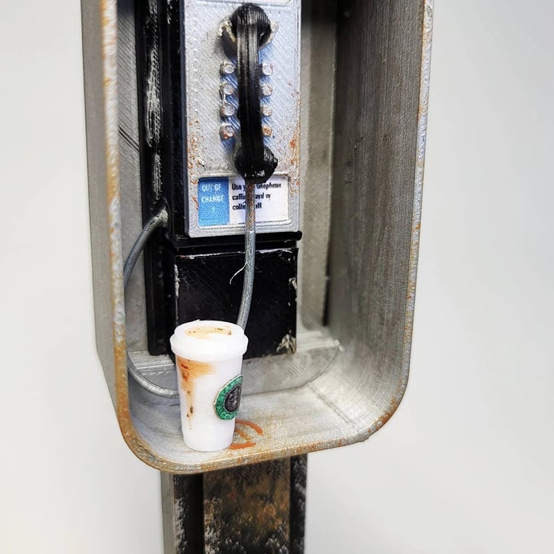 Handmade Miniature American payphone in 1:12 scale