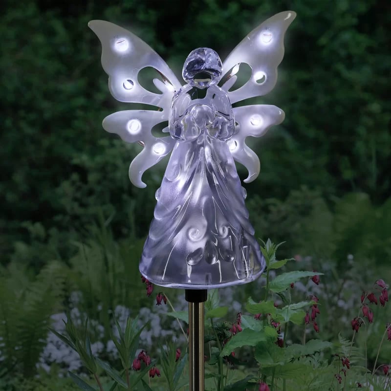 Solar Angel with Wings and Twelve LED lights Metal Garden Stake