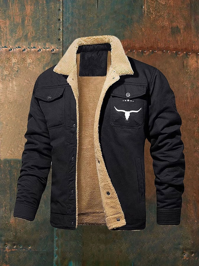 Men's Retro Western Winter Fleece Jacket