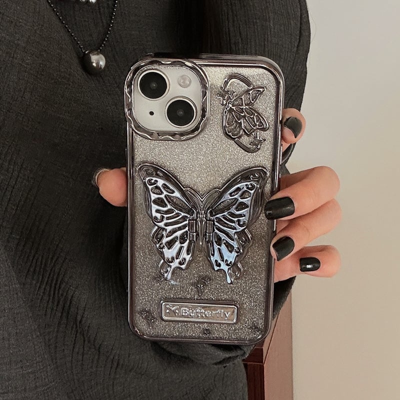 Electroplated Glitter Butterfly Invisible Stand iPhone Case