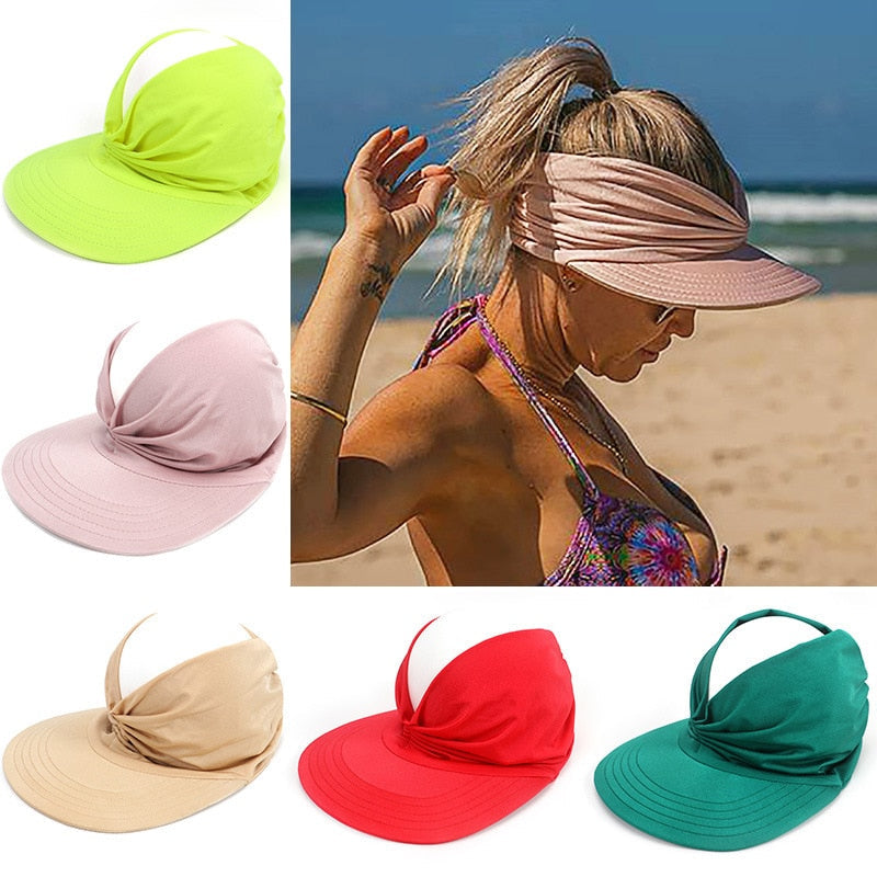 Women Outdoor Hollow Top Summer Sun Visor Hat