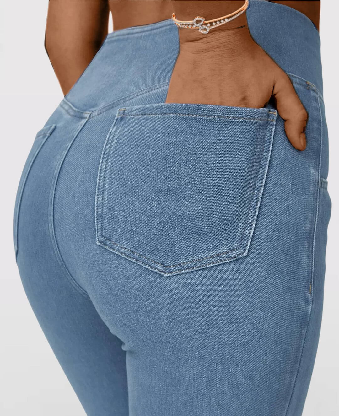 Stretchy Jeans High Waisted Crossover