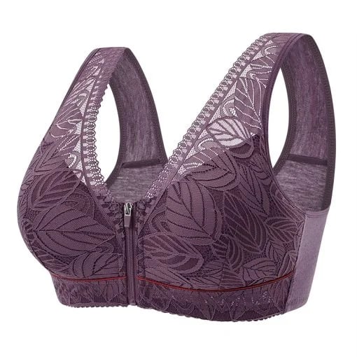 ⏰Nature Cotton Wireless Zipper Front Button Bra