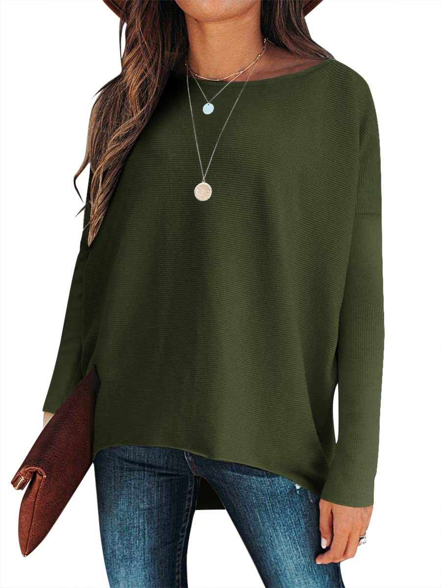 women's Irregular Oversized Dolman Sleeve Knitted Pullover