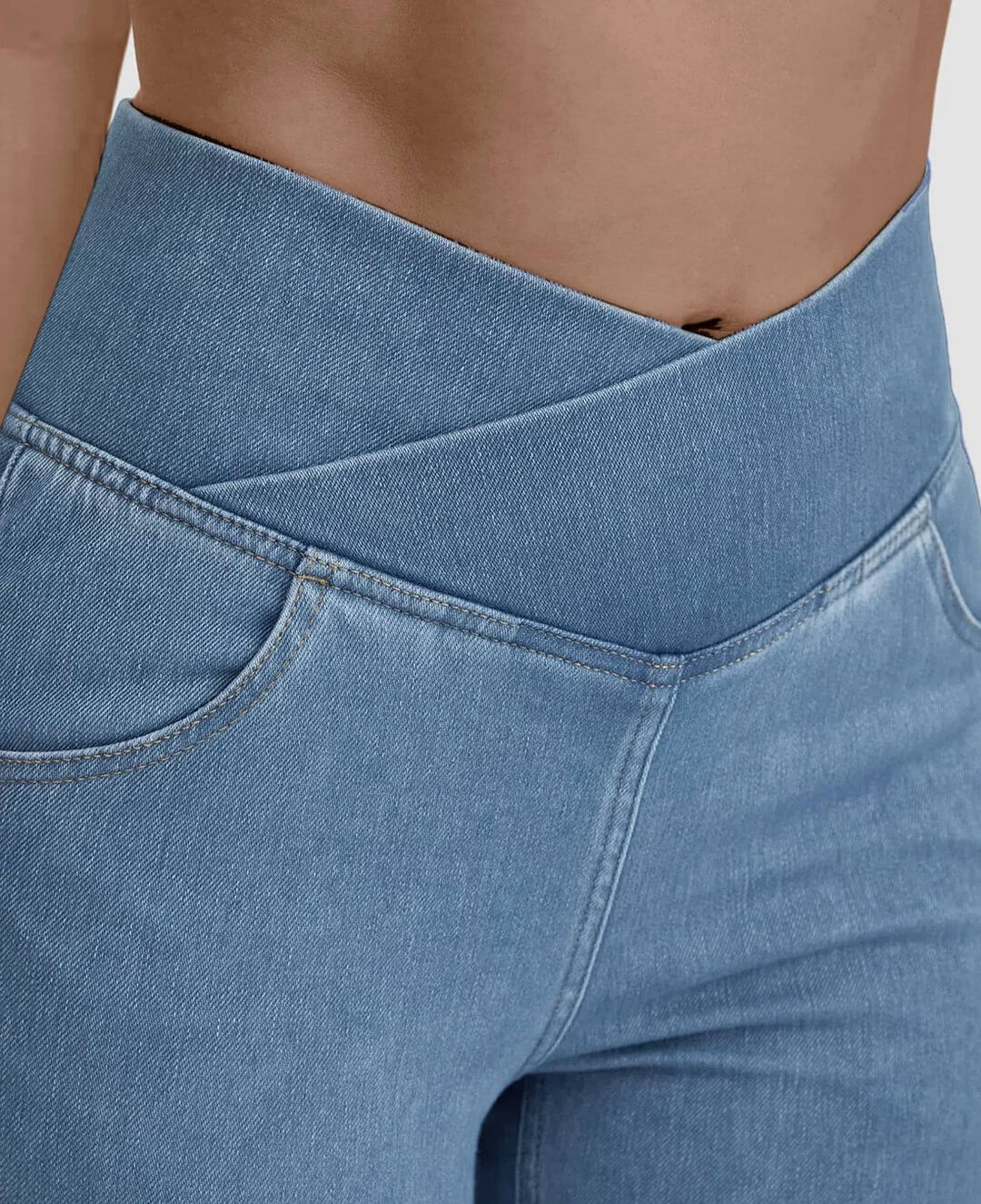 Stretchy Jeans High Waisted Crossover