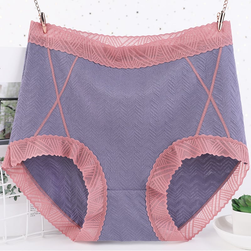 High Waist Lace Cotton Moisture Absorbent Antibacterial Underwear