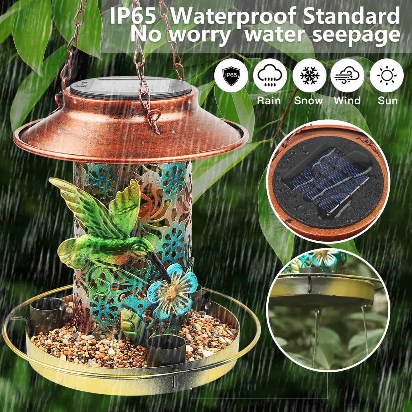 🔥✨Metal Bird Feeder Outdoor Hanging Solar Lamp✨