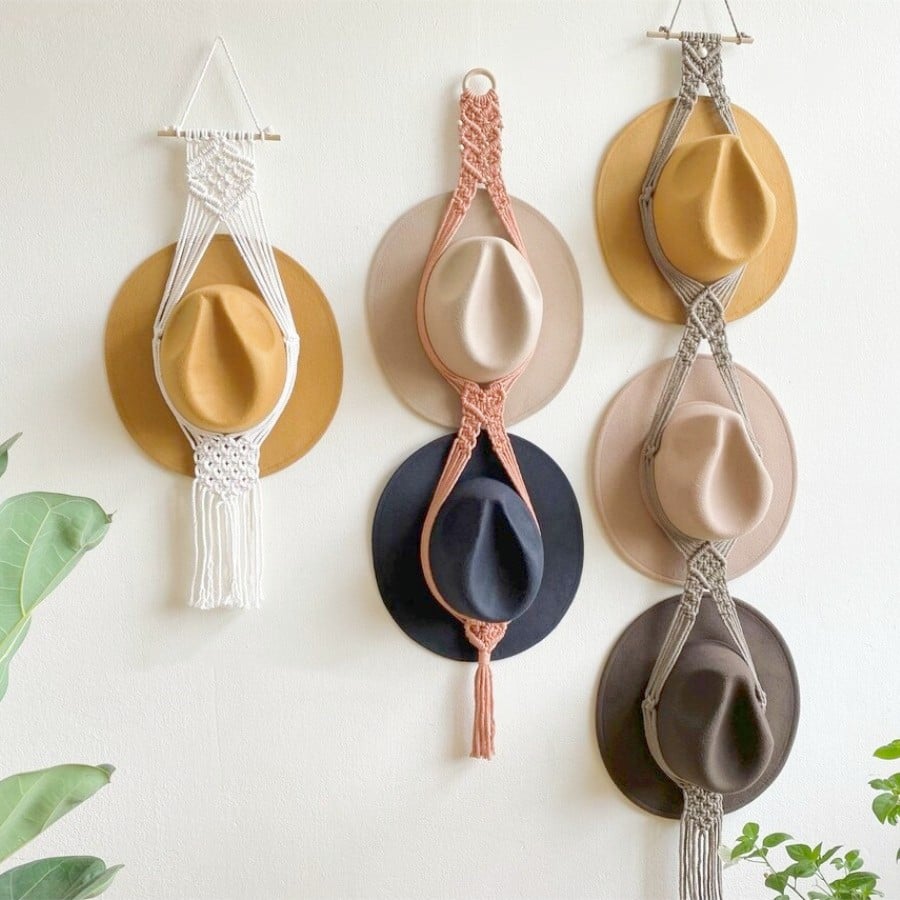 ❤️Handmade Linen Decorative Boho Hat Rack For Wall Hanging