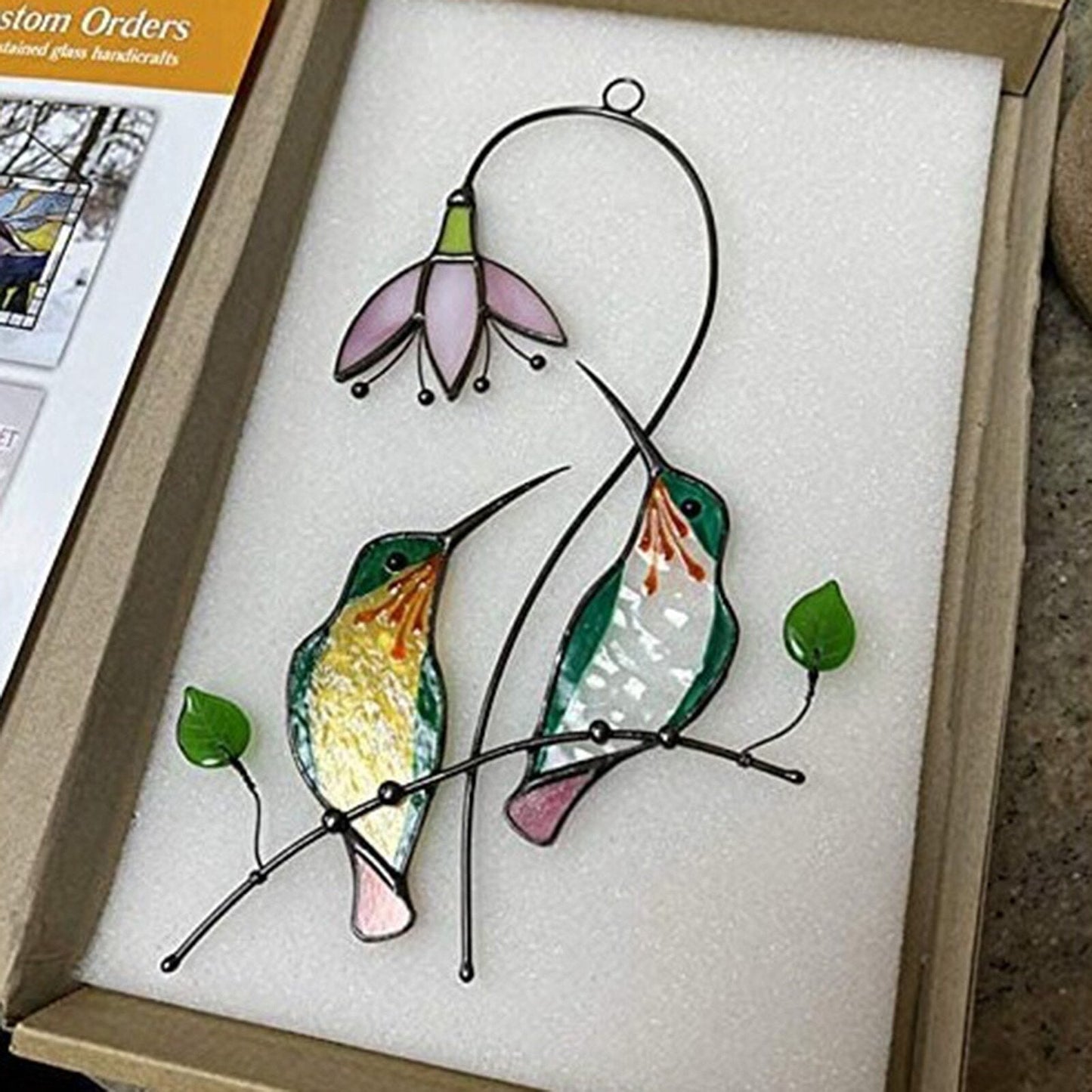 Window Hangings Stained Glass Hummingbird--Mothers Day Gift