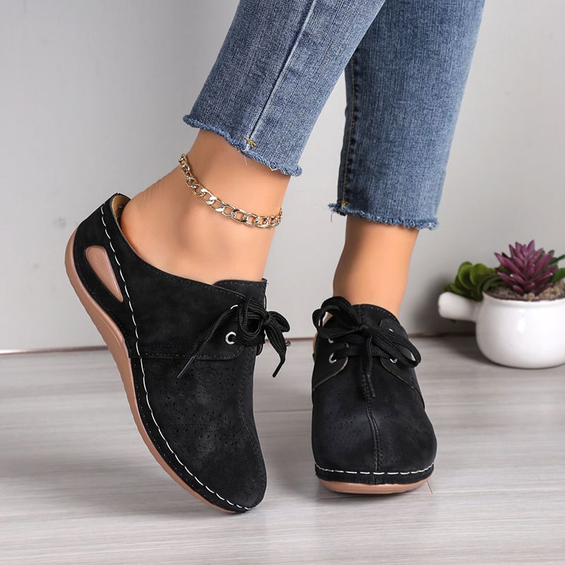 🔥New Women's Sculpted Wedge Heel Thick Leather Shoes