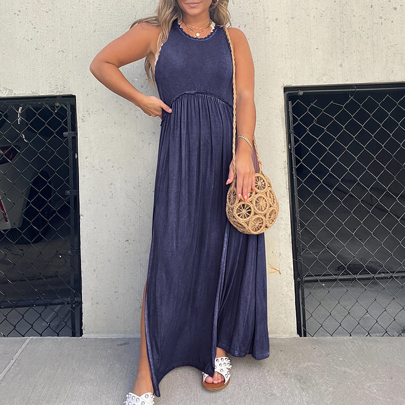 Slit Casual Simple Loose Maxi Long Dress