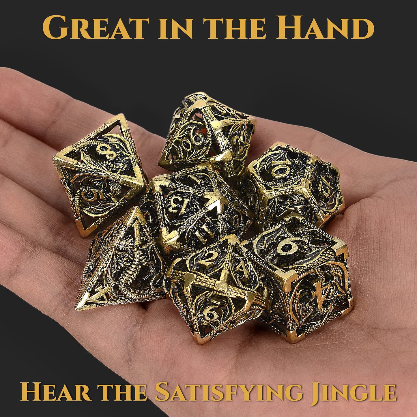 Hollow Metal Dragon Shaped Carving Dice Set🐲