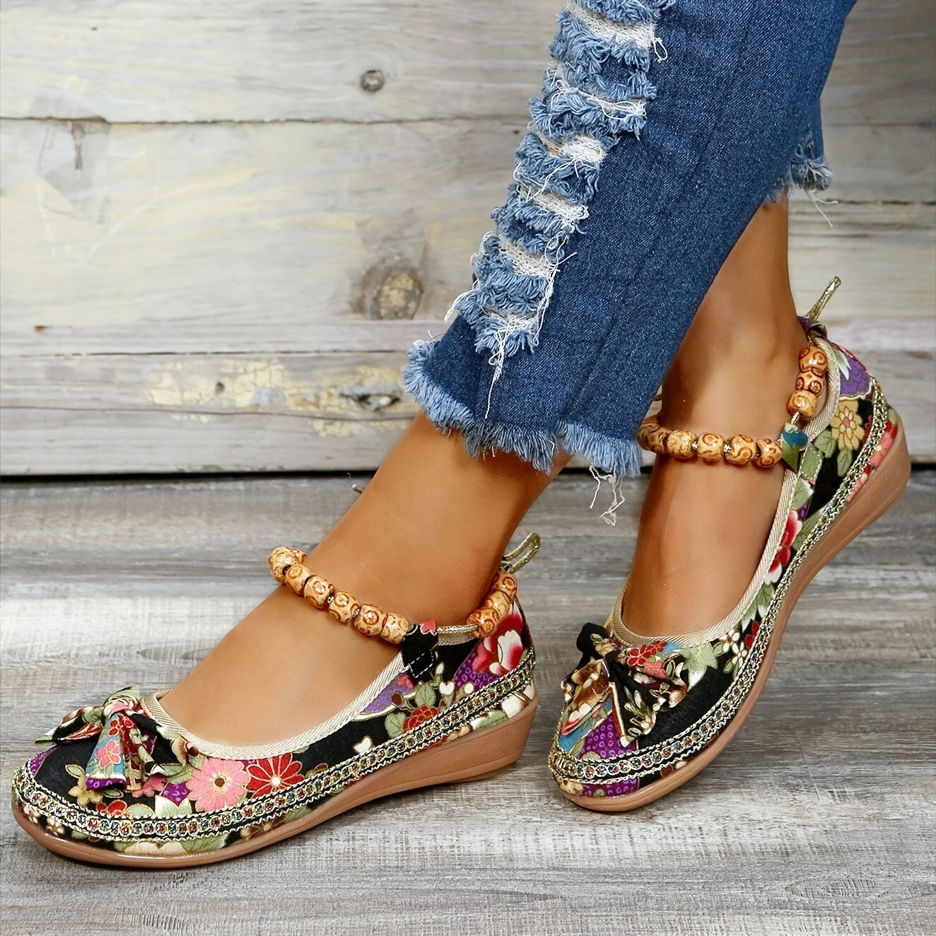 Women's Handwoven Floral Print Orthopedic Shoes