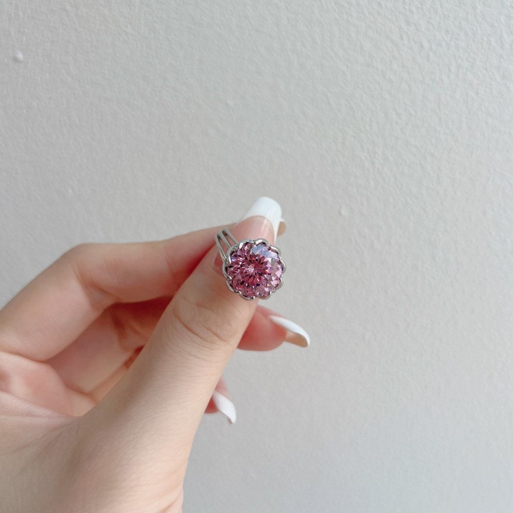 6 Carat Pink Lotus Zircon Ring