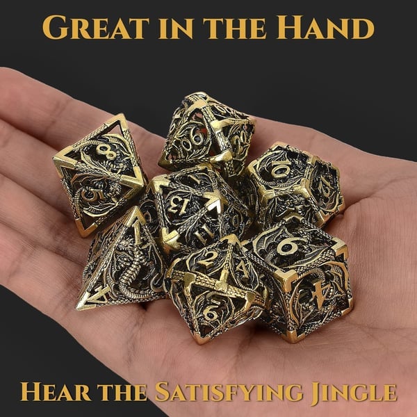 🐲Hollow Metal Dragon Shaped Carving Dice Set🎲