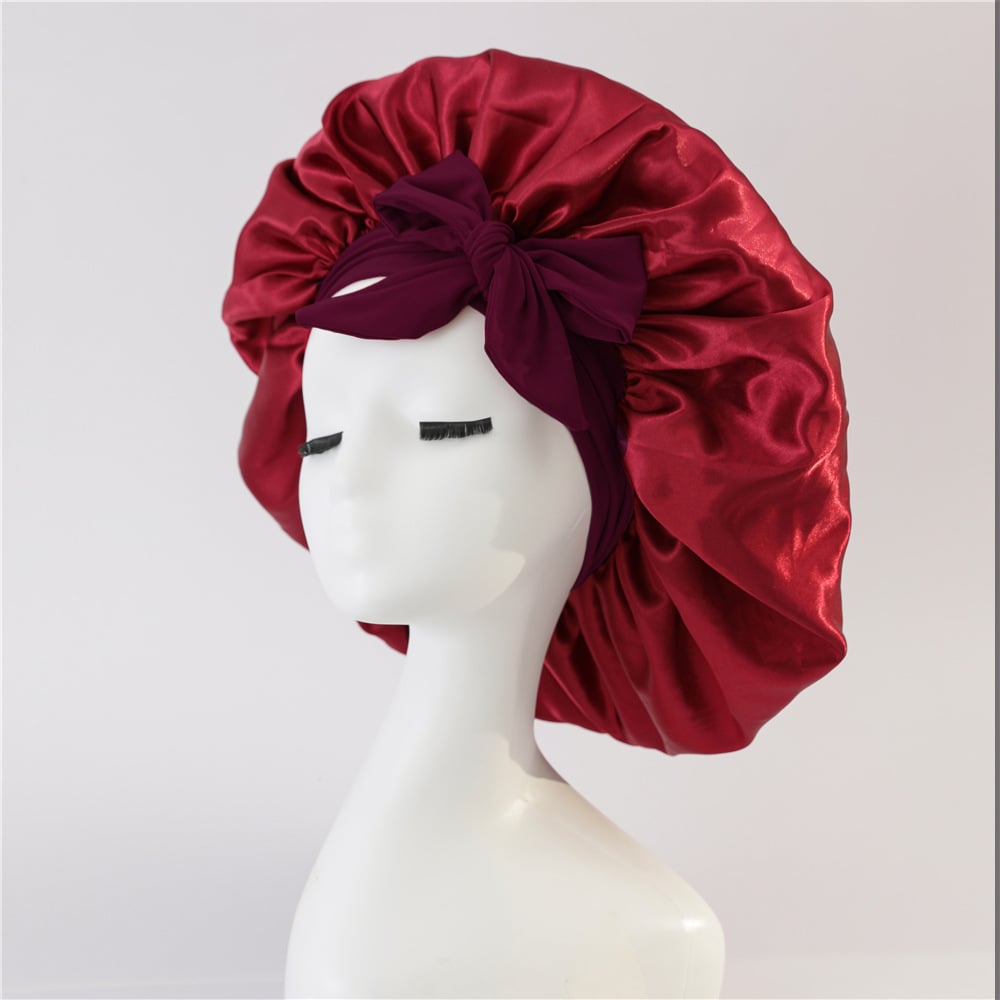 Layered Satin Night Caps Hair Care Bonnet