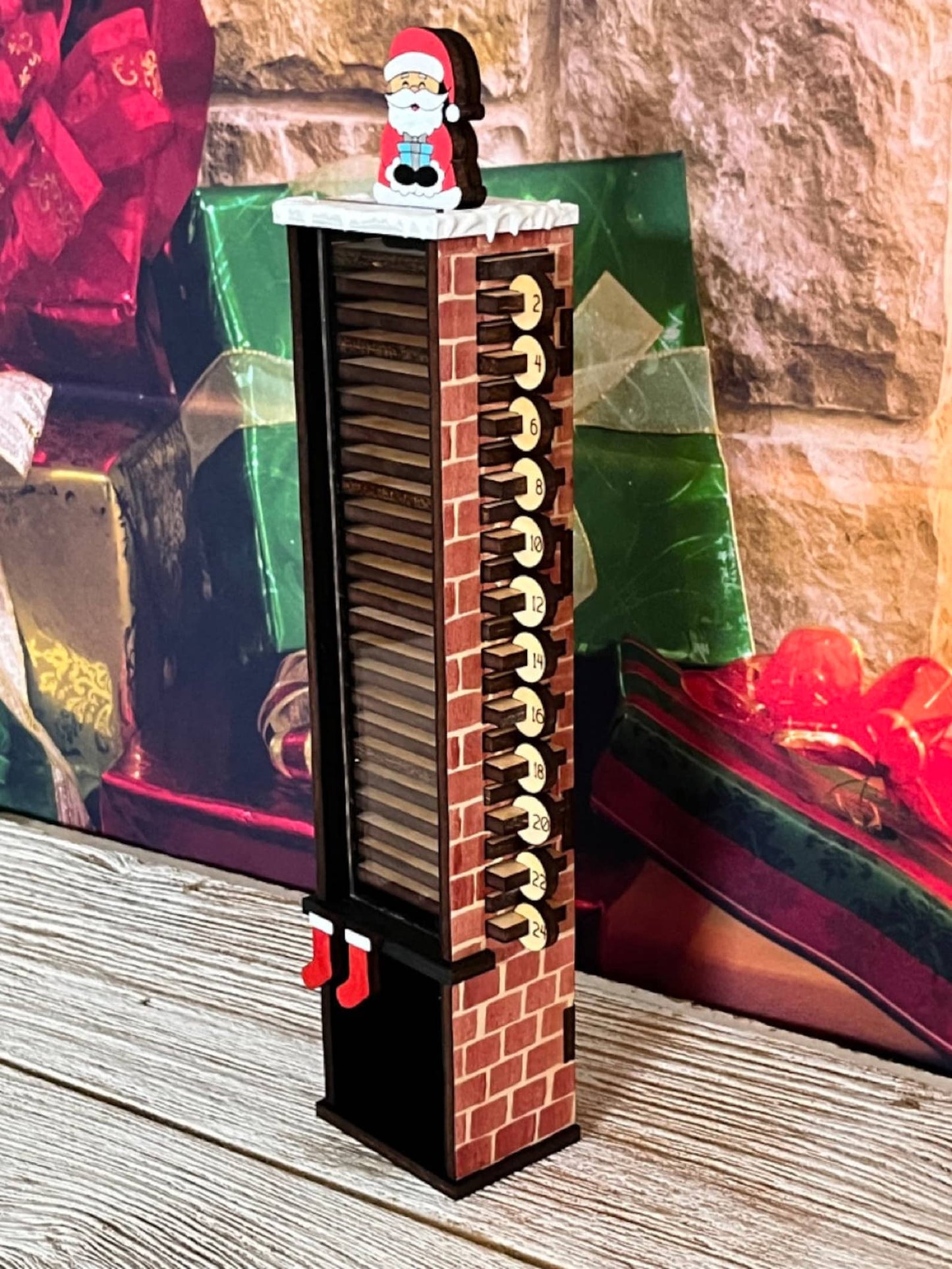 Santa Claus down the chimney countdown advent calendar