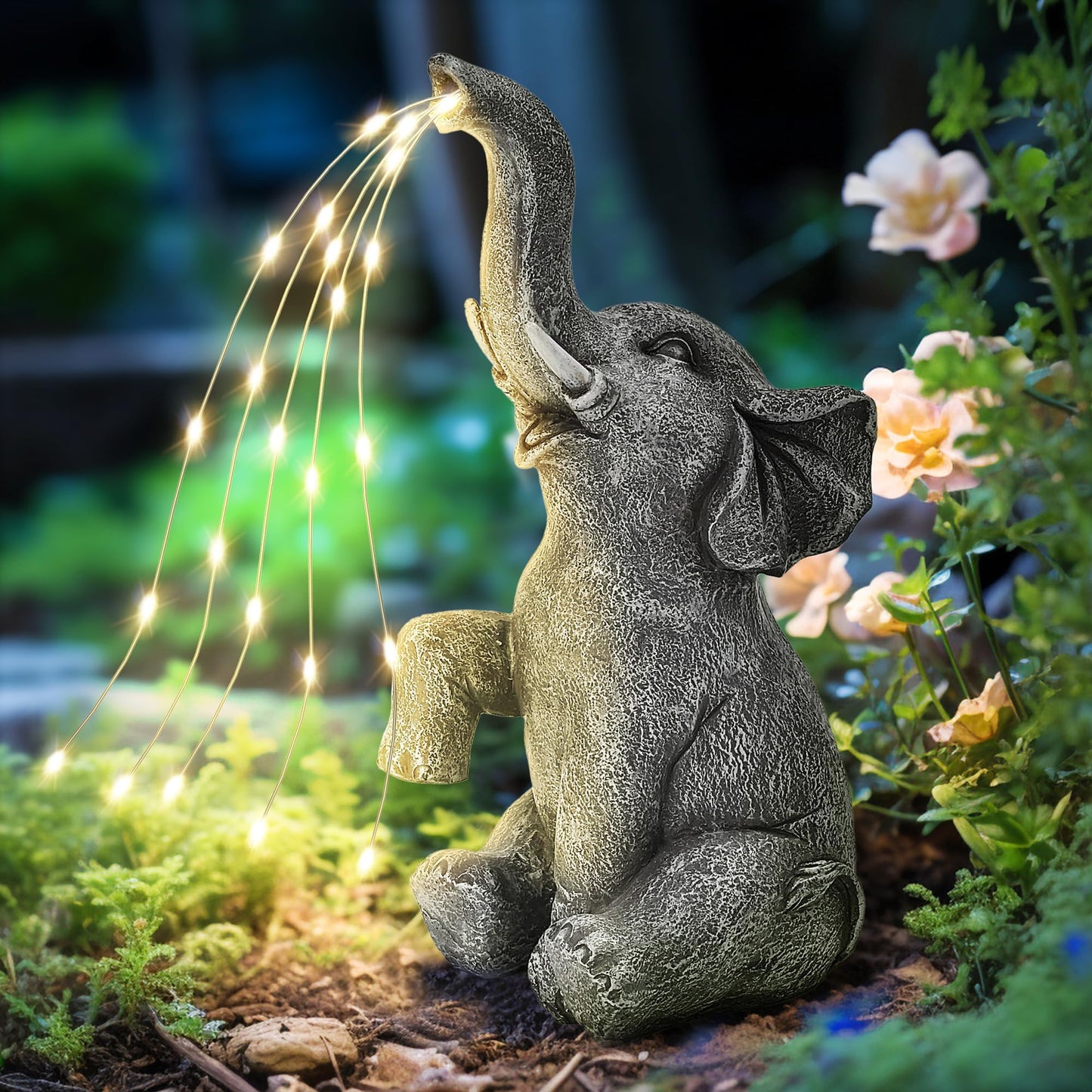 🐘✨Elephant Statue Solar Garden Decor LED Light Strings