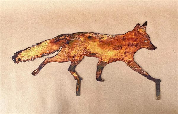 Sneaky Rustic Metal Fox Garden Decoration with Stakes