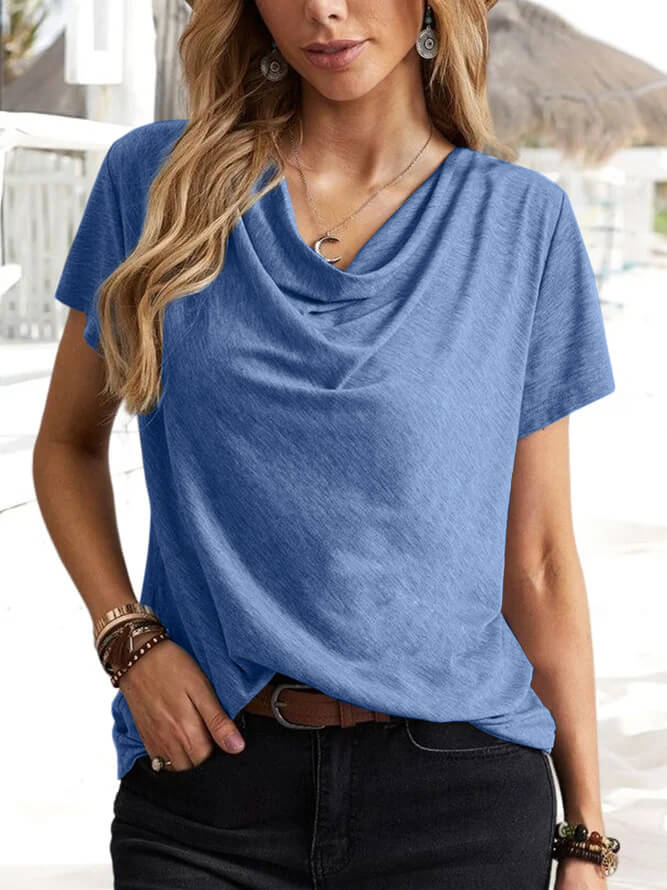 Solid color casual fashion short-sleeved female