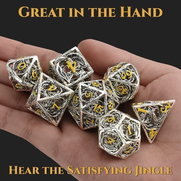 🐲Hollow Metal Dragon Shaped Carving Dice Set🎲