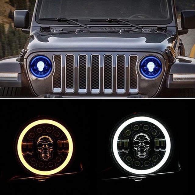 7 inch Skull LED Headlights