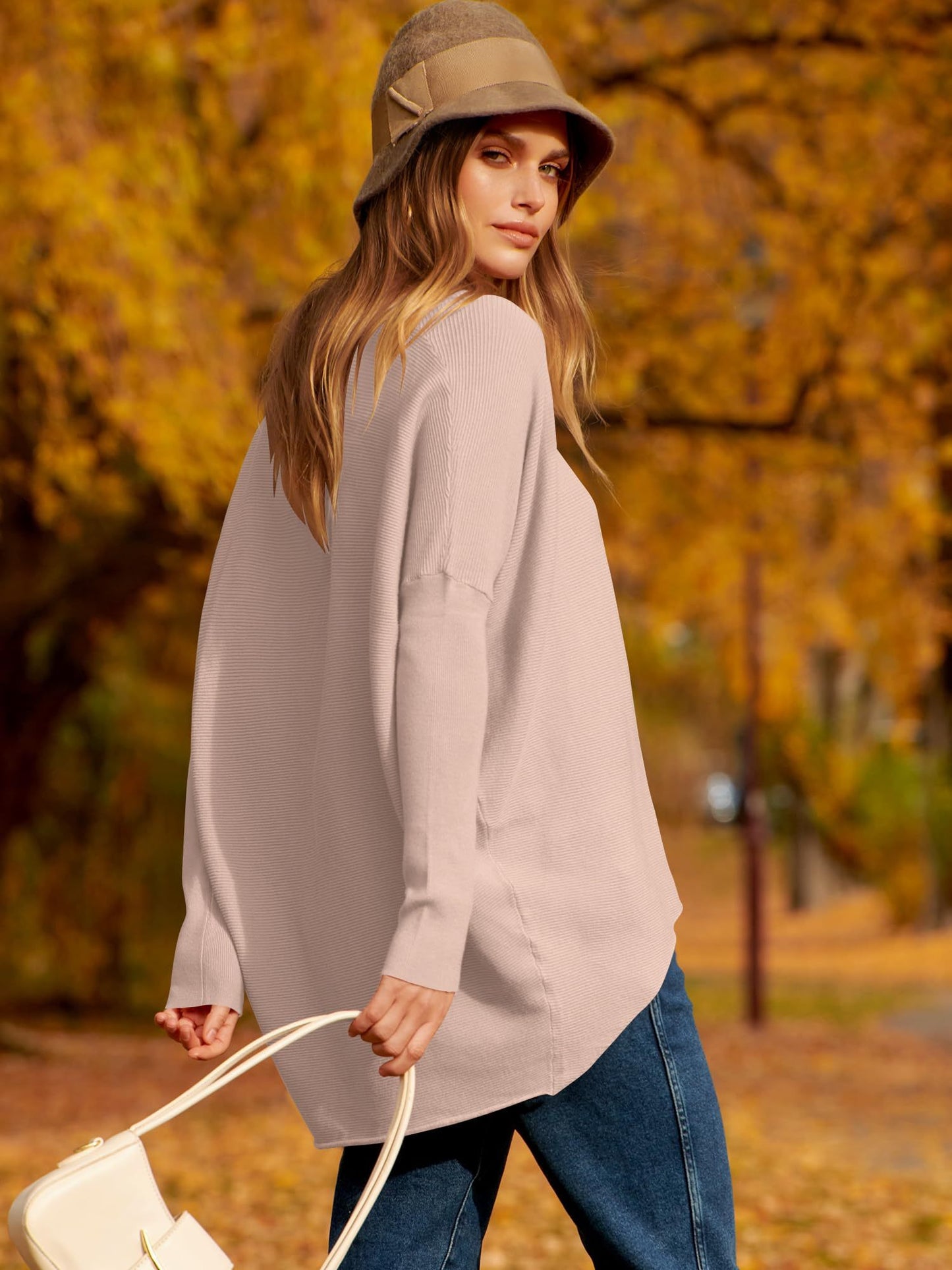 women's Irregular Oversized Dolman Sleeve Knitted Pullover