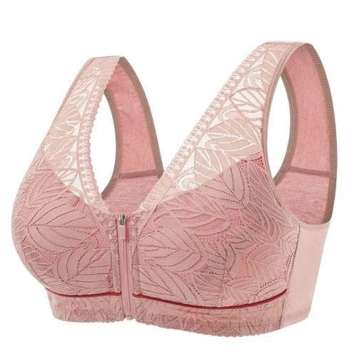 ⏰Nature Cotton Wireless Zipper Front Button Bra