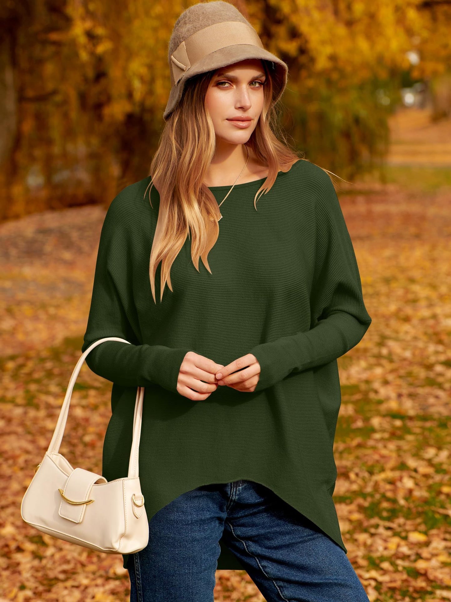 women's Irregular Oversized Dolman Sleeve Knitted Pullover