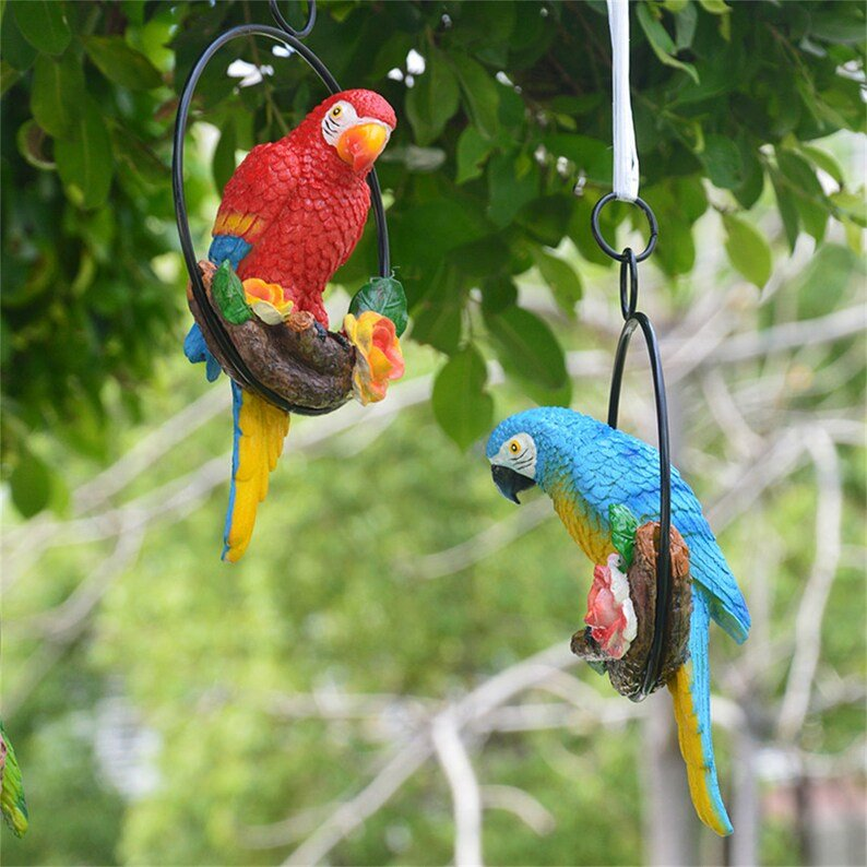 Iron ring parrot pendant garden decoration