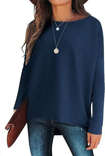 women's Irregular Oversized Dolman Sleeve Knitted Pullover