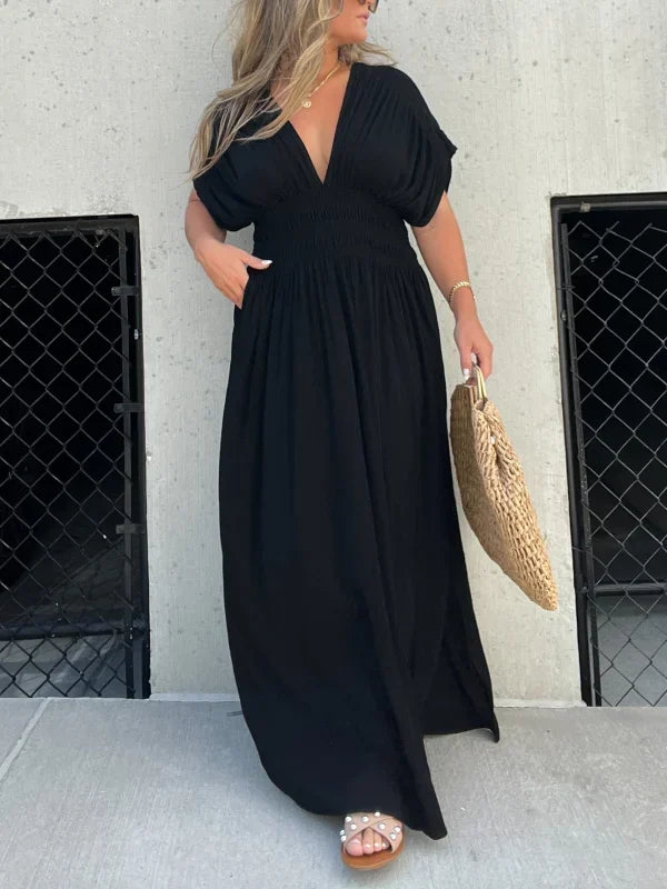 💗 SLIT V-NECK EFFORTLESS MAXI LONG DRESS