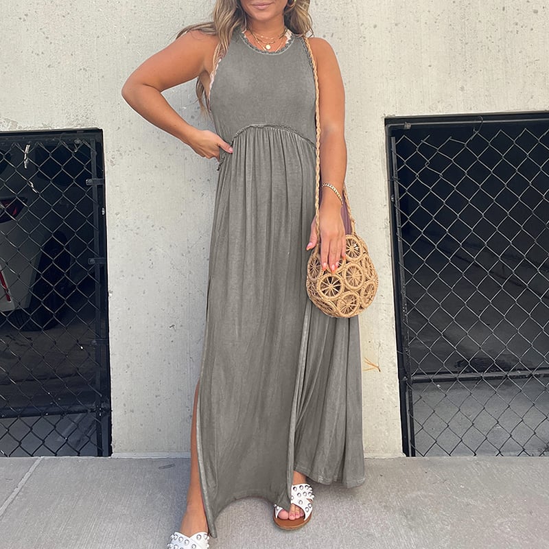 Slit Casual Simple Loose Maxi Long Dress