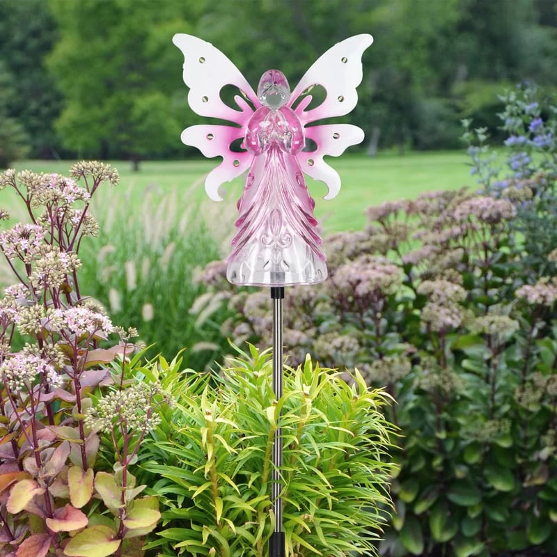 Solar Angel with Wings and Twelve LED lights Metal Garden Stake