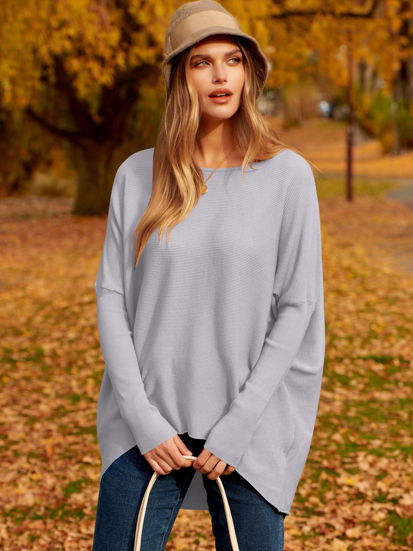 women's Irregular Oversized Dolman Sleeve Knitted Pullover