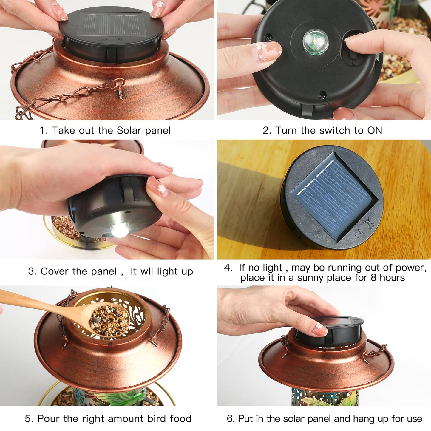 🔥✨Metal Bird Feeder Outdoor Hanging Solar Lamp✨