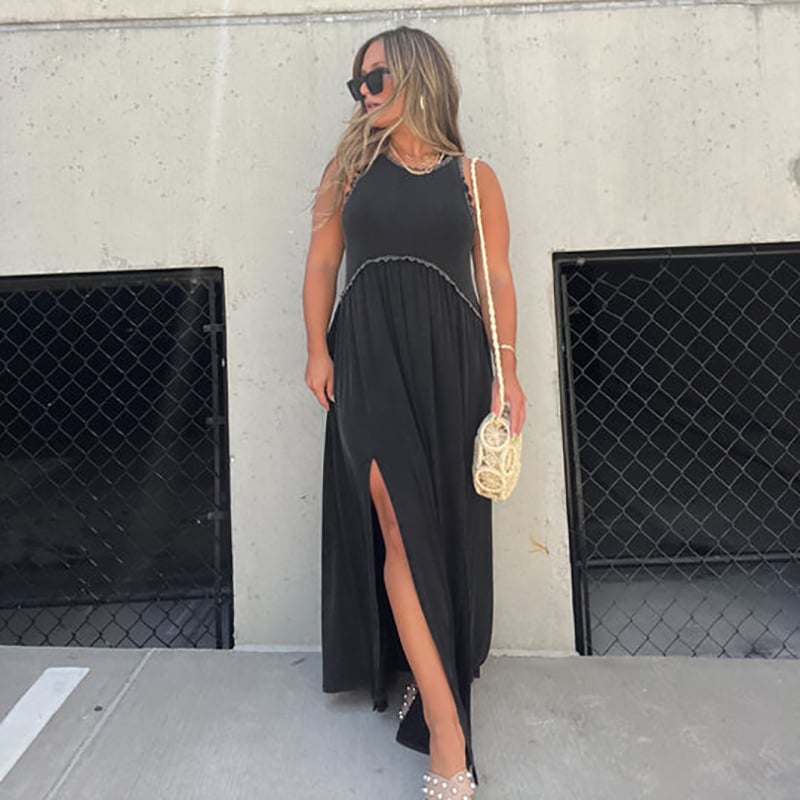 Slit Casual Simple Loose Maxi Long Dress