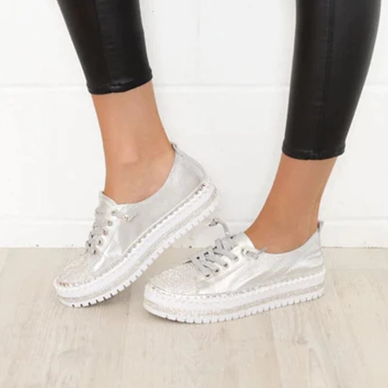 DIAMOND SILVER LEATHER SNEAKERS