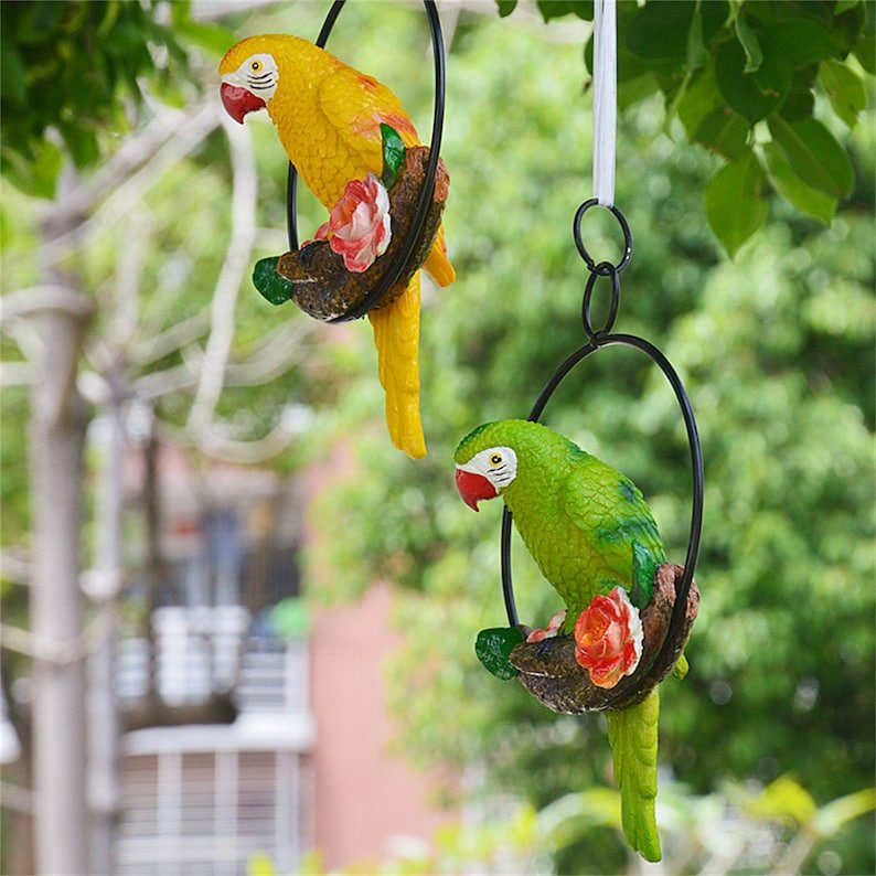 Iron ring parrot pendant garden decoration